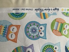 Cotton Fabric Crochet Owl 43” X 36”By Super & Spice 815