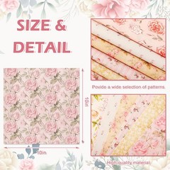 JarThenaAMCS 60Pcs Floral Cotton Fabric Bundles Pink 10 x 10 inches,