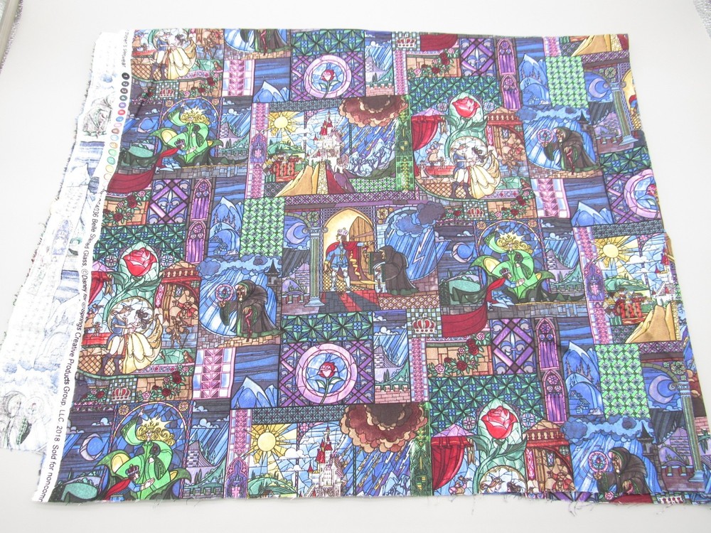 Disney Beauty and The Beast Fabric Belle Stained Glass Cotton Material 36″x44″