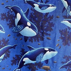 VIP Print Fabric Whales 18” Repeat 44” Wide Single piece 1 Yard 31 Inches VTG