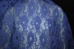 Crochet Lace Nylon Knit Fabric Floral Deep Periwinkle color by the yard