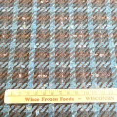 Large Scale Plaid Boucle Tweed Wool Fabric Blue Gray 60 in x 3.5 yds Vintage