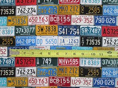RETRO LICENSE PLATE ROUTE 66 HISTORICAL PLATES COTTON FABRIC FQ