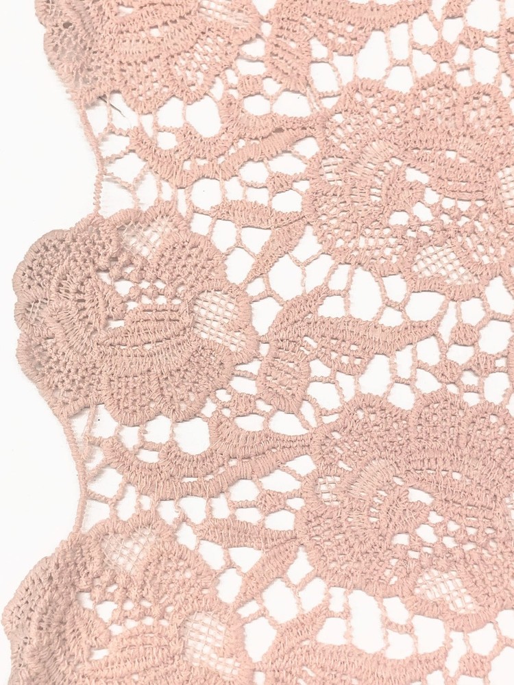 Floral Lace Fabric Special Occasion Pink Corded Border By the Yard