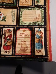 Wilmington Prints Christmas Emporium panel Santa Gift Tag Slow Stitch Crafts