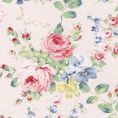 COTTON 100% BED CLOTHES DRESS FABRIC VINTAGE SHABBY FLORAL MATCHING PRINTS 44″W