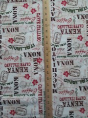 SPECIALTY COFFEE WORDS POST MARKS KONA KENYA CAFFE ITALIANO COTTON FABRIC FQ