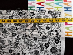 4 Japanese Cotton Fabrics cream black Geishas Chrysanthemums 2 yards Bundle