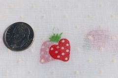 2 Yards VTG Semi-Sheer Voile Dotted Swiss Fabric Scattered Strawberries