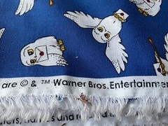 4.66 yds Harry Potter HEDWIG Owl Print Blue Cotton Camelot Fabric Warner Bros
