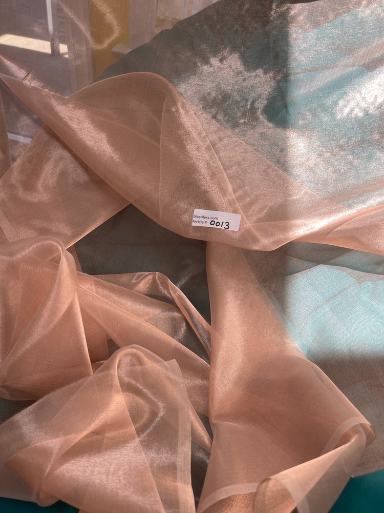FABULOUS QUALITY SILK METALLIC ORGANZA PLAIN OR SILK TISSUE – WHITE/ COPPER!!!