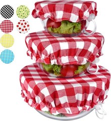 Handmade Reusable Cotton Fabric Bowl Covers – Two Layers of Fabric Set of 3, …