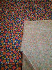 Red White Orange Yellow Floral Feed Sack Type Fabric 45″ X 36″
