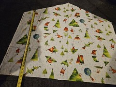 Clothworks “Santa’s Whimsy wintery scene with a pine tree and snowflakes 42 X 30