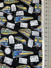 Giggles Travel Trains Black Hoffman Cotton Fabric 1/2 Yard (18” By 44”) New