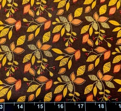 Tina SCRAP 9″x21″ Leaf Branch Fall Autumn Vine Harvest Brown Fabric Cotton