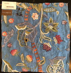Eric Cohler LEE JOFA Tyler Crewel in Aegean 17 x 17 1/4″ Fabric Sample