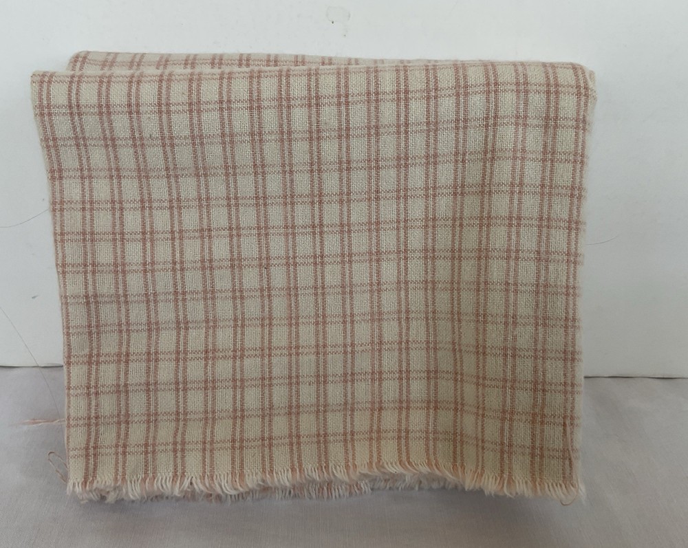 Brushed Cotton Fabric 2 Pieces Plaid Soft Pink On Cream 8.5 X 44” Each