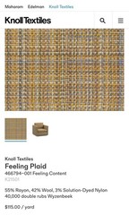 Knoll Feeling plaid Fabric In feeling content Color upholstery 56” Wide