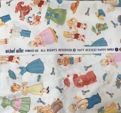 *OOP/VHTF* Michael Miller Paper Family Dolls Cotton Fabric by the HALF YARD