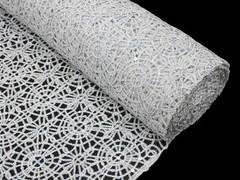 10 Yards Sequin Studded Chemical Lace Embroidery Fabric for Table Runner Overlay