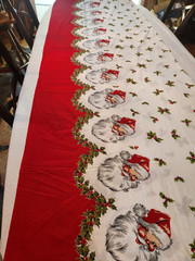 VIntage 50s Christmas Border Print Santa Claus 8 yards 34 W Extremely Rare MCM