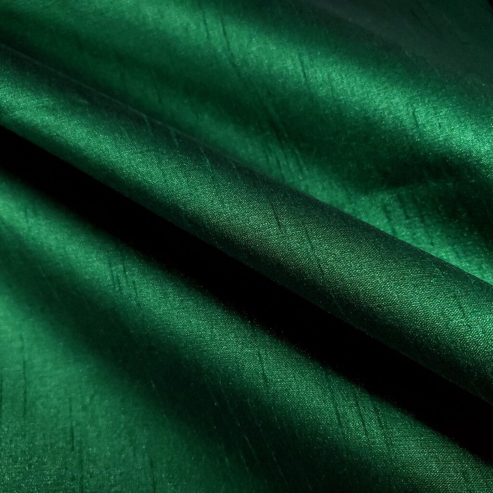 CHRISTMAS HUNTER GREEN FAUX SILK POLY DUPIONI FABRIC 58″ BY THE YARD PINE GREEN