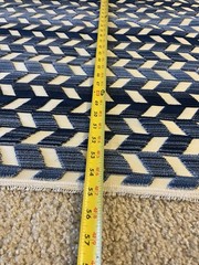 Schumacher Chevron Strie Velvet Fabric Lapis Blue Silver Upholstery 2 Yards