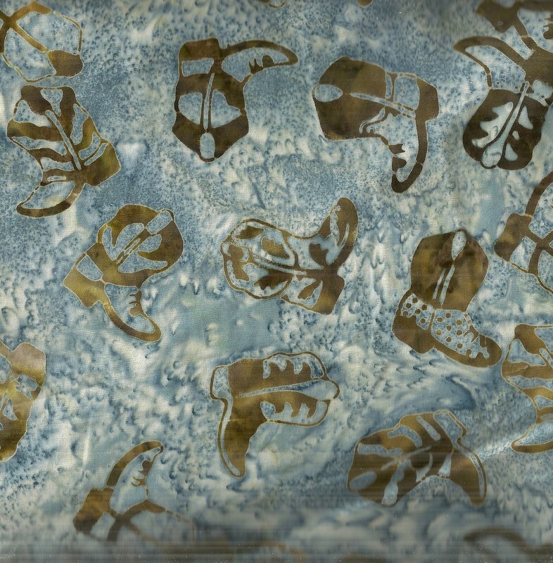 Fandango blue brown western cowboy boots batik Avlyn fabric