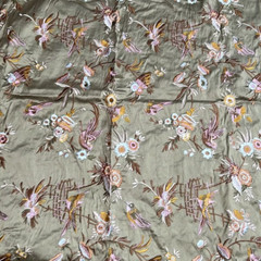 Purple Green Embroidered Silk Brocade with Birds and Flowers 54″ (137.16 cm)