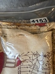 Fabric Lot 2 Yds 34 In 54 W Architectural Theme Tan Green Red Uphol Heavy Weight