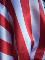 Annie RED & WHITE 1″ Stripes Pattern Polyester Light Weight Satin Fabric by the