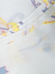 Moon Stars Planet Pink Blue Yellow Pastels on White 3Y x 45″W VTG Cotton Fabric