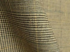 78″ X 60″ TAN BLK MULTI YEAR ROUND SILK WOOL BLEND GLEN PLAID SUIT WEIGHT FABRIC