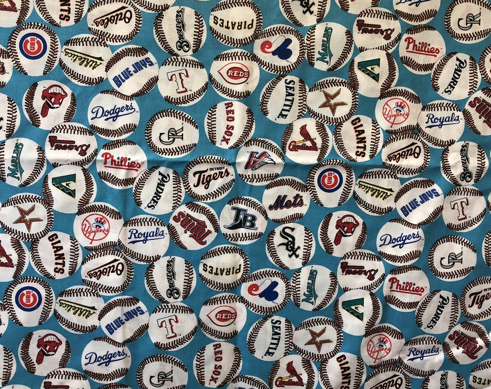 Vintage 2000 MLB Baseball Balls Team Logo Fabric BTHY OOP