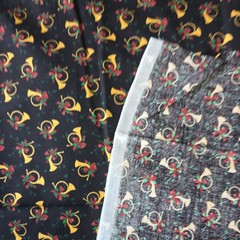 Timeless Treasures Christmas quilt fabric Black Holly Bows Horns 45″ x 44″