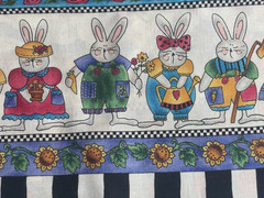 3.10 Yards 44″ W Vintage 100% Cotton “Whimsical Bunnies” fabric by Kari Pearson