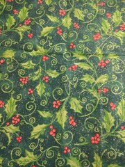 Cotton Quilt Fabric Lot of 5 Christmas Holiday Prints Holly/Gold tones 3+ yds