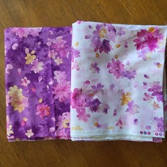 Studio 8 Quilting Treasures Fabric Watercolor Floral Lot 2 Pink Purple 109×43