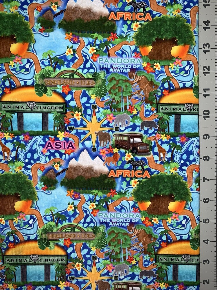 Disney’s Animal Kingdom Park Custom Fabric Fat Quarter 18”x28” Spandex Stretch