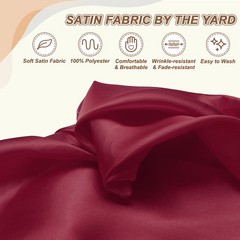 For 5.5 yards 59″ Satin Wine Red Fabric for Wedding Dresses