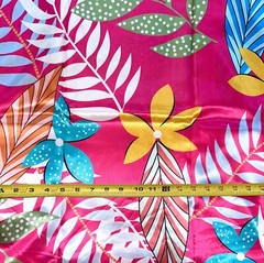 African Print, Satin Fabric – Pink, Orange “Athilah’s Garden”, Yard or Wholesale