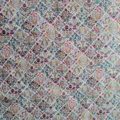 Palest Gray Japanese Cotton Shirting w/ Diamonds of Flowers/Animals – Classic