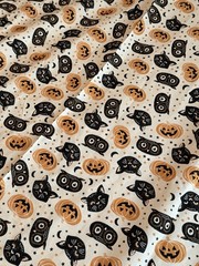 New Joann Halloween Cotton Fabric Black Cats Owls Pumpkins 43” x 140” 3.9 Yds