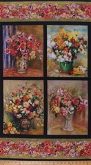 23″ X 44″ Panel Renoir Painting-Look Flowers Vases Floral Cotton Fabric D780.61