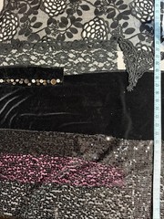 Remnant / Salvaged Vintage Material & Ephemera Pack. Black, Velvet, Sparkle Mix
