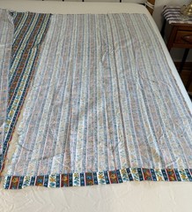 2x Vtg House N Home Fabrics Pieces Bright Primary Floral Stripe Flower 27″x49″