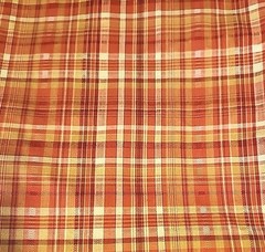 Red Ivory Tan Green Plaid Homespun Fabric 3.5 Yards X 57″