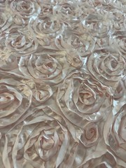 3 Yards 58″ Rosette Satin Fabric PINK 3D Roses Princess Wedding Dress Draping