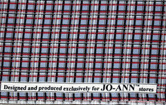 4+ Yards Joann Fabric Plaid Black White Red Blue Quilt Cotton Sewing OOP